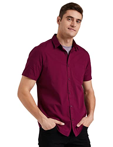 Image of Amazon Brand - Symbol Men's Cotton Shirt | Casual | Plain | Half Sleeve | Summer - Regular Fit (Available in Plus Sizes)
