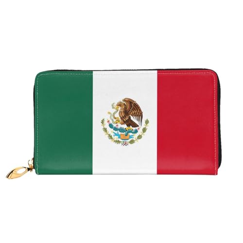 Portefeuille drapeau du Mexique pour femme en cuir et porte-cartes de crédit