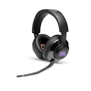 JBL Quantum 400 Over-Ear Gaming Headset – Wired 3.5 mm Jack and USB – with Flip Up Boom Mic and QuantumSurround Sound – Black