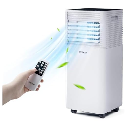 COSTWAY Portable Air Conditioner, 8000 BTU AC Unit Spaces up to 230sq.ft, with Remote Control, 24H Timer & Window Venting Kit, Sleep Mode, Suitable for Bedroom, Living Room, Office (Black, 8000BTU)