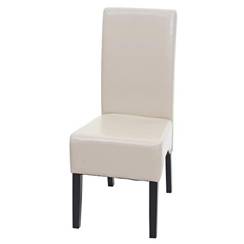 Mendler Chaise de Salle à Manger Latina Cuir crème Pieds foncés