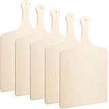 SHUESS 5 Stück Pizzaschieber Holz 42x30 cm 8mm, Pizzaschaufel Holz mit kurzem Stil, Pizzabrett aus Pappelholz & Flammkuchenbrett Set, Brotschieber Holz für Hausgemachte Pizza und Brot