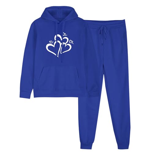 Conjunto esportivo feminino de 2 peças, com capuz, calça com capuz, moletom com capuz, Q-522 Azul ro