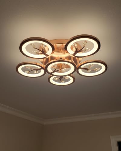Image of swanart Gloriosa Modern LED Ceiling Light 60 cm, 3-in-1 Color Change Ceiling Lamp with Remote Control, Dimmable LED Light, Bluetooth Music System for Living Room & Bedroom