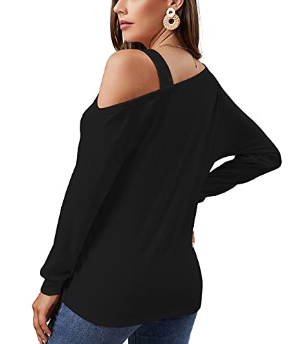JINKESI Women's Long Sleeve Tunic Tops Casual Cold Shoulder Blouse Shirts4