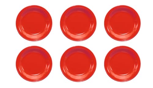 6 Piatti Piani in melamina rossi, piatti bianchi resistenti, lavabili in lavastoviglie, made in italy. Ideale per feste Natalizie, o pranzo di Natale