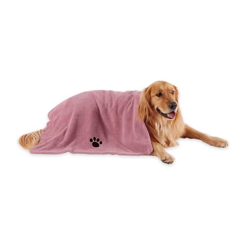 Image of Bone Dry Pet Grooming Towel Collection Absorbent Microfiber X-Large, 41x23.5 inch, Embroidered Rose