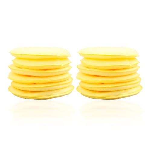 Tabanzhe 12 Pcs Car Polishing Pads - Practical Yellow Soft Foam Applicator Pads for Car Polishing and Waxing, Sponge Pads for Efficient Vehicle and Auto Cleaning