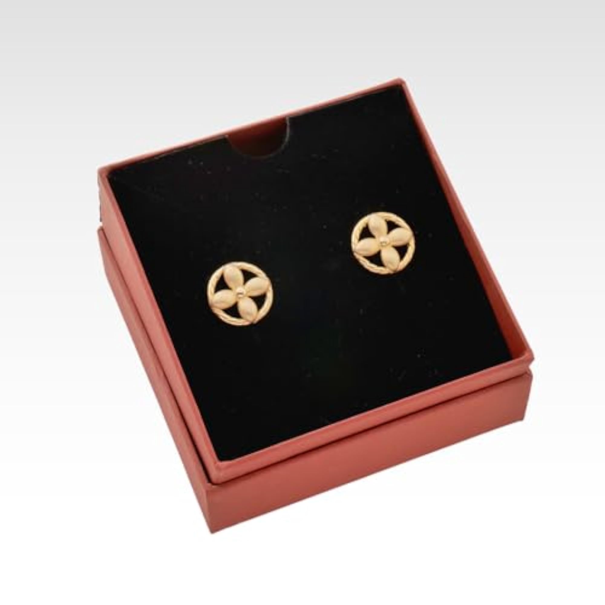 Women's Golden Blossom Classic Stud Earrings, Floral Design