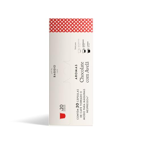 Cápsulas de Café Baggio Café Aroma Chocolate com Avelã, compatível com Nespresso, contém 20 cápsulas
