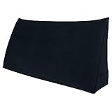 WOWMAX Large Bolster Triangular Positioning Support Reading Backrest Wedge Pillow for Headboard for Day Bed Bunk Bed with Removable Cover Velvet Black Full