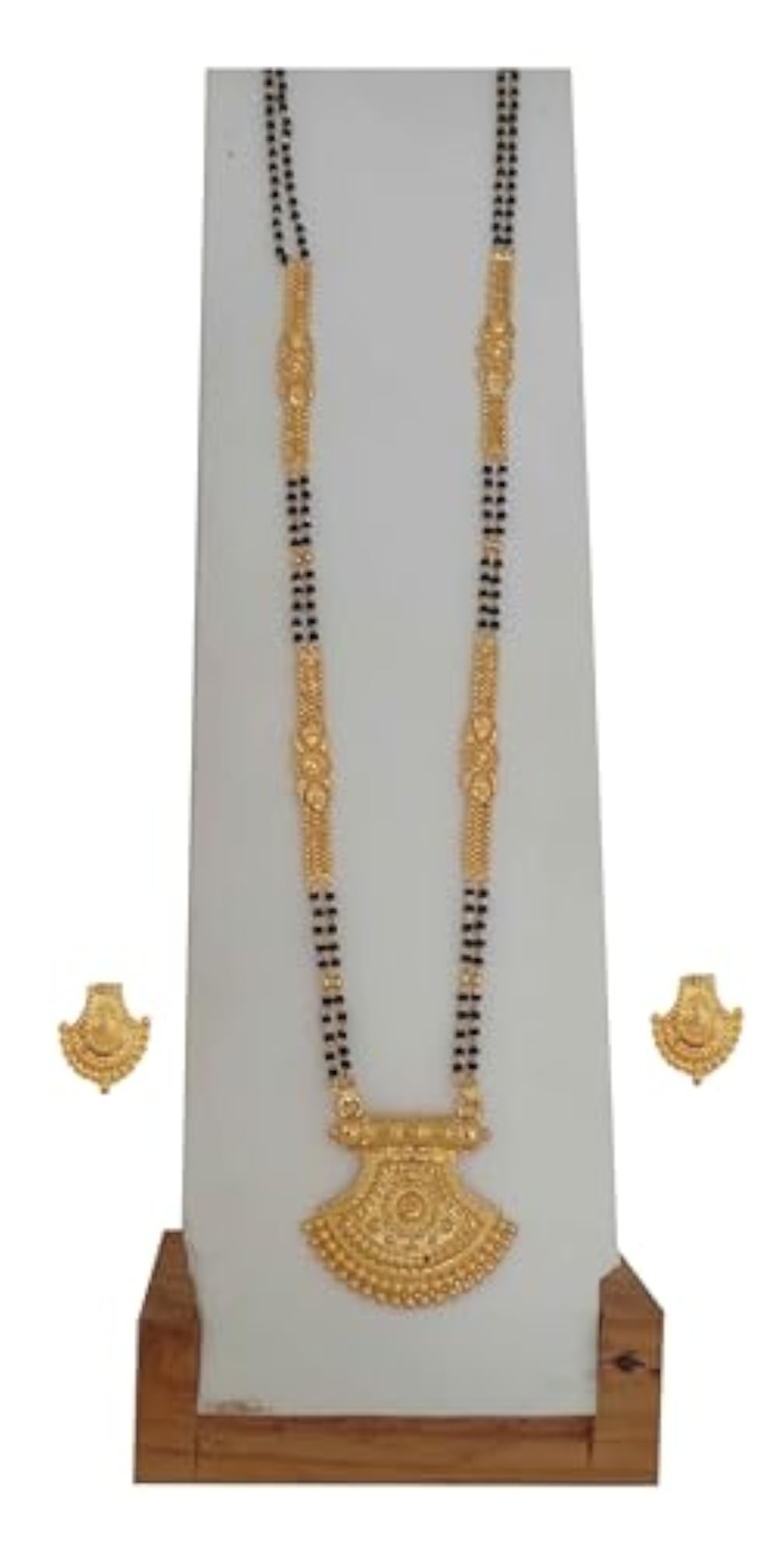 Stylish Gold Plated Long Chain Black Beads Mangalsutra