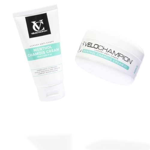 Crème chamois menthol VeloChampion anti-frottements : lot de 2 pots 150ml et 75ml pour cyclistes