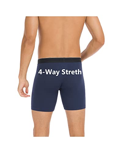 Colorfulleaf Men's Underwear Soft Bamboo Boxer Briefs Tagless Open Fly Breathable Underwear Multipack (Black&Navy Blue&Dark Grey,L) #TOP4