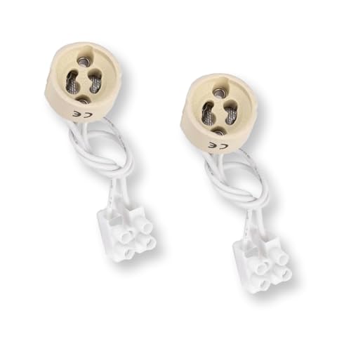 Portalámparas cerámicos GU10 Blancos (2 uds.) - Resistentes, decorativos, ideales para iluminación de interiores y proyectos de decoración.
