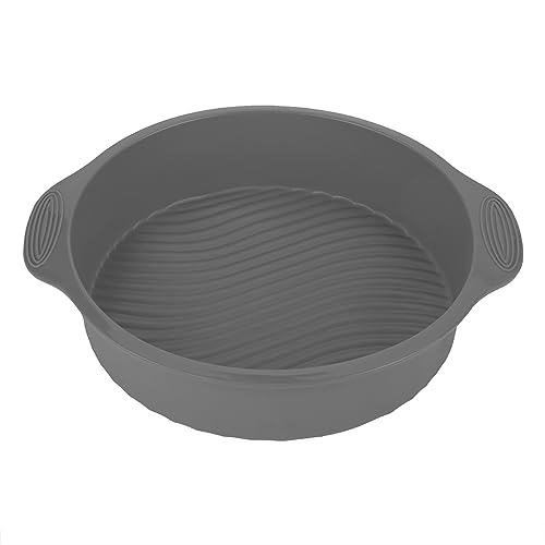 9inch Round Silicone Cake Pan Non Stick Silicone Baking Pans Waves Bottom Silicone Baking formworks Cake Jello Mold For Microwave Oven Refrigerator Dishwasher. (Gray)