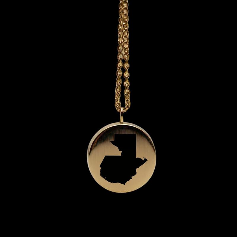 Delicada joyería de viaje con mapa de Guatemala en plata chapada en oro de 14 k 2