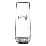 Lillian Rose Gold Mrs. Stemless Champagne Glass, 1 Count (Pack of 1), Yellow