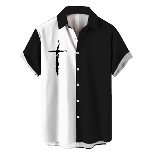 DGZTWLL Camisa de manga corta con botones y bloques de color blanco y negro para hombre, ajuste regular, informal, para calle, verano y uso diario, Preguntas frecuentes:, 3XL