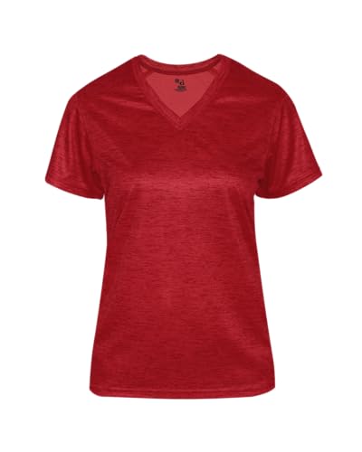 Badger Sports Tonal Blend Ladies' V-Neck Tee Red Tonal Blend med