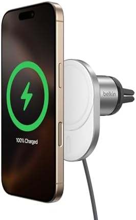 Belkin MagSafe-Compatible Wireless Car Charger 15W, Fast Charging...