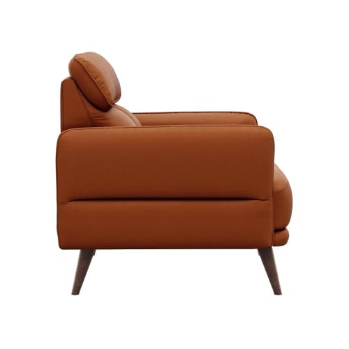 Image of Wakefit 1 Seater Sofa | 5 Year Warranty | Tan Leatherette, Neem Wood, Standard Size, Living Room