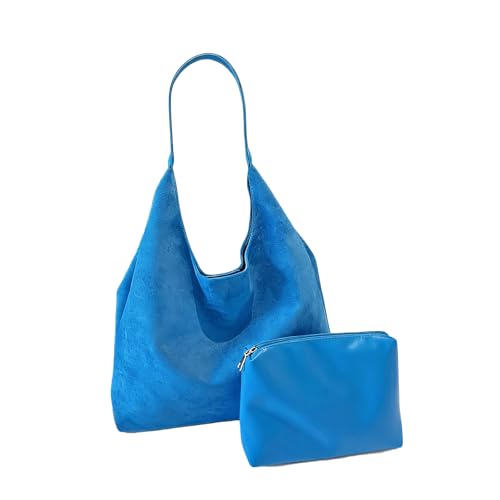 Bolso tipo tote de ante, estilo relajado, con bolsillo pequeño y billetera, retro, gran capacidad, para regalo o uso urbano miniatura 1