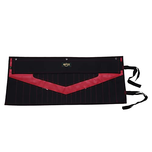 Wrench & Tool Roll Up Sae Pouch Organizer Bag 32 Pocket Handmade Waterproof Pvc Laminated Ballistic Polyester Canvas For Craftsman Portable Tool Bag Easy Grip - Red/Black #TOP4