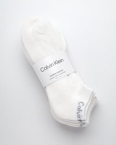 Image of Calvin Klein Mens No Show Socks - 6 Pack Soft Cotton Blend Cushioned Athletic Low Cut Socks for Men for Sports and Running