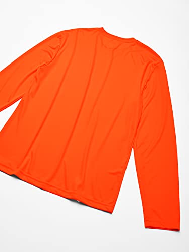 Hanes Men's Long Sleeve Cool Dri T-Shirt UPF 50+, Medium, 2 Pack ,Safety Orange