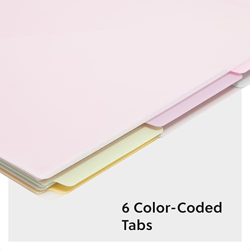 Image of Smead Poly Project Organizer, 6 Tabs, 12 Pockets, Letter Size, Pastel (89208) (Pack of 1)