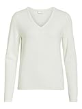 Standard Vila Damen Viril L/S V-neck Knit Top-noos Pullover, White Alyssum, S EU