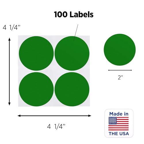 Autocollants ronds à code couleur vert 5,1 cm ChromaLabel pour marquage propre - 2