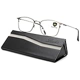 Livho Blue Light Blocking Glasses Women Men Fashion Lightweight Metal Wire Frames UV400 Computer Gaming Eyeglasses w/Case (Gun)