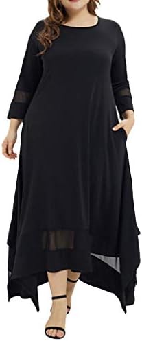 Women Plus Size Casual Maxi Dress,Mitiy Muslim Dress for Women,Islamic Woman Clothing Arabian Kaftan Abaya Long Dress (XXXXXL, Black)