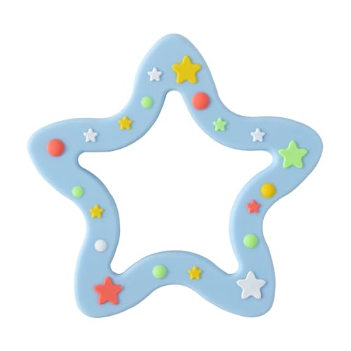 Image of Jimibaby Silicone Star Teether, Christmas, Holiday teether, The First Teething Toy for Baby Boys and Girls,100% BPA Free, Easy to Hold, Ideal Stocking Stuffers for Baby boy and Girl (Star Blue)