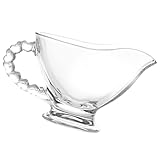 Lurrose Glas saucenschiff mit Herzgriff Transparente Soßenkanne für Salatdressings Milch Bratensoße Spülmaschinenfest Vielseitig Einsetzbar für Haushalt und Gastronomie