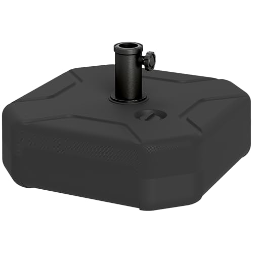 Outsunny Pied de parasol carré à remplir jusqu'à 25 kg, poids de parasol, support pour parasol de 38/48 mm de diamètre, pour balcon, terrasse, jardin, noir