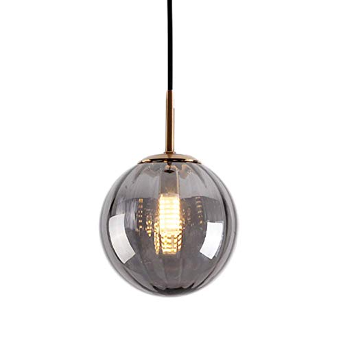 Lustre simple moderne E27 avec suspension globe en verre coloré Ø15cm