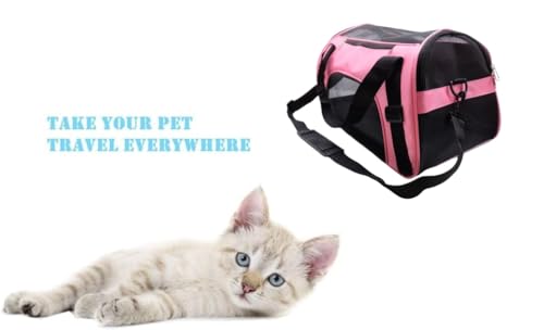 Image of ZaneSun Cat Carrier,Soft-Sided Pet Travel Carrier for Cats,Dogs Puppy Comfort Portable Foldable Pet Bag Airline Approved (Medium-LightPink)