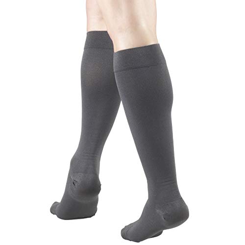 Image of Truform 20-30 mmHg Compression Stockings for Men and Women, Knee High Length, Closed Toe, Charcoal, 2X-Large (Pack of 5)