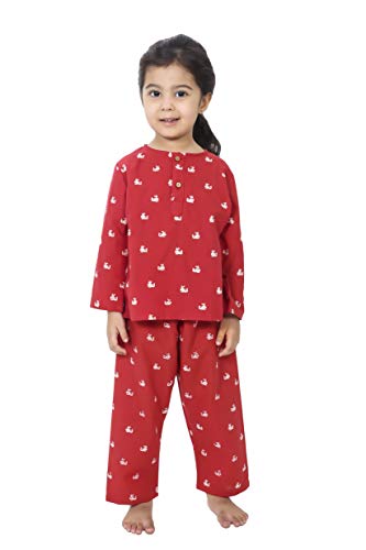 Image of Boys & Girls Cotton Night Suit, Red, 2-3 Years