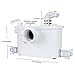 Macerating Upflush Macerating Toilet System,Upflush Toilet for Basement with 500Watt Macerator Pump and Extension Pipe Between Toilet and Pump, Silent Seat Cover Round Bowl, Nano Glaze Finish(White)