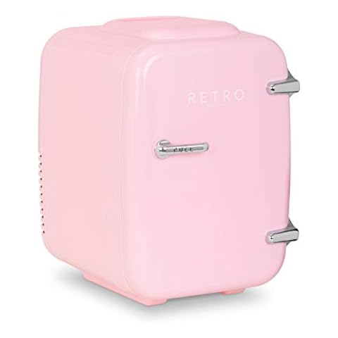 bredeco Mini Refrigerator Mini Fridge Portable Mini Fridge Warmer Retro 5-65°C 4L Pink BCMF-4L-LP (230V, Climate Class SN/N, ABS, Plastic, LED Display) Cover