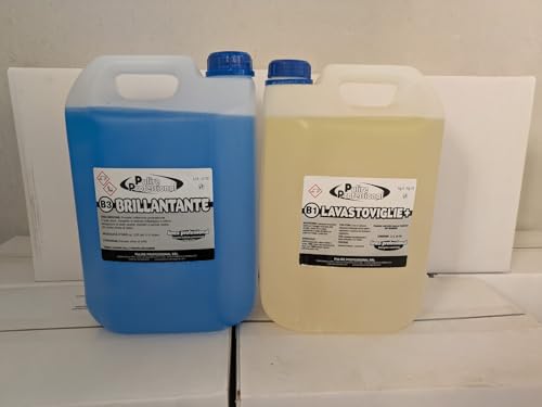 Set Professionale Detergenti, 2 Taniche Brillantante e 2 Taniche Lavastoviglie, 5L Ciascuna