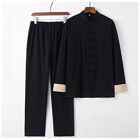 WANGXUEJ Tai Chi Uniform Three-piece Set Kung Fu Clothing Tang Suit Cotton Linen Unisex Chinese Traditional Vintage Clothes Casual Long Sleeve Martial Arts Clothing Cover