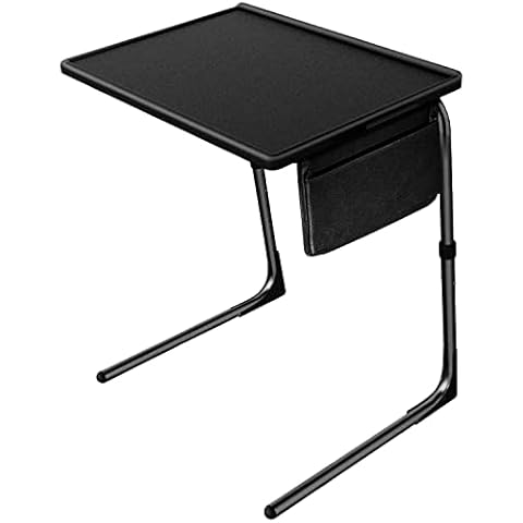 Totnz TV Tray Table, Folding TV Dinner Table Comfortable Folding Table with 3 Tilt Angle Adjustments for Eating Snack Food, Stowaway Laptop Stand,Black Cover
