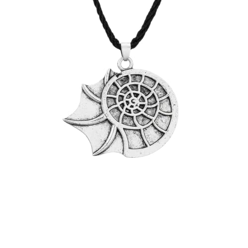Collier pendentif en coquillage Ammonoidea anti-allergie cordon ajustable pour peaux sensibles