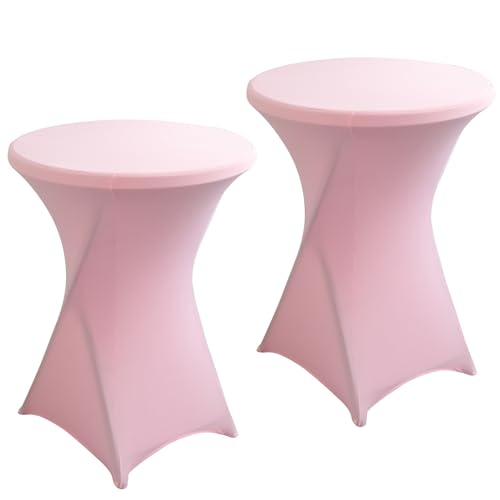 ChaiSang 2Pack Nave Blue Spandex Cocktail Table Cover for Weddings Parties and Events 24x43 inch Elastic Round Tablecloth (Navy Blue) by ChaiSang - Used condition - US$9.40