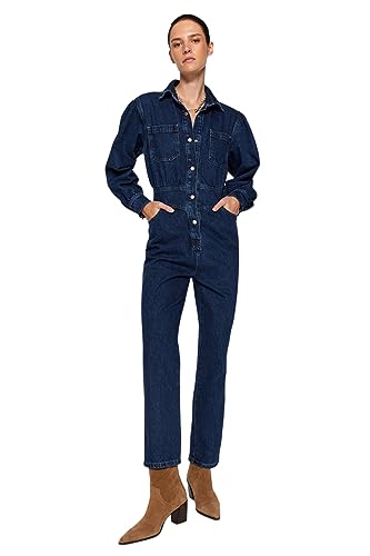 Mono vaquero azul marino Trendyol overol liso premium de mujer talla 64 2